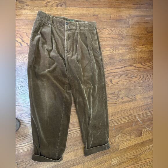 Vintage 70-80s Relaxed 34x32 Corduroy Pants Baggy Straight Made in Hong Kong - Picture 1 of 7